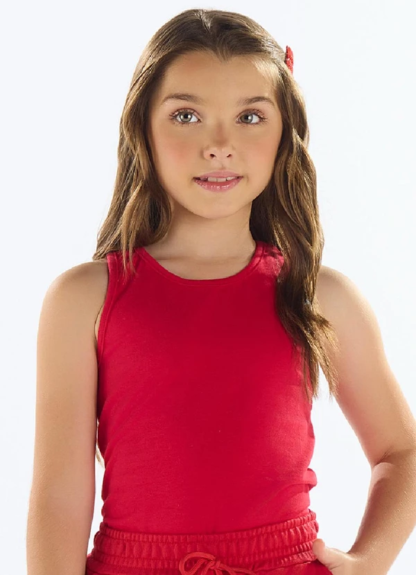 Quimby - Cropped Ribana Canelada Menina Vermelho