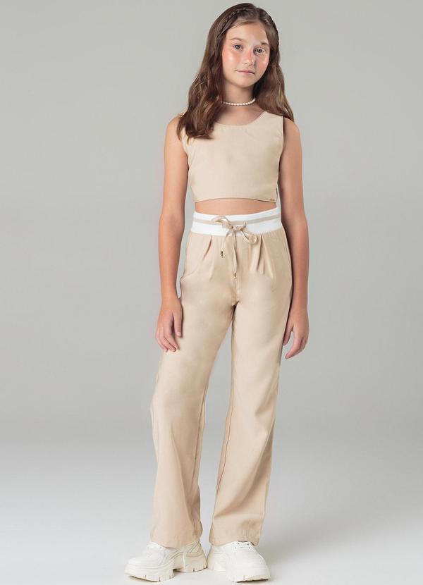 Sun Place - Cropped Sarja Infantil Feminina Bege 3