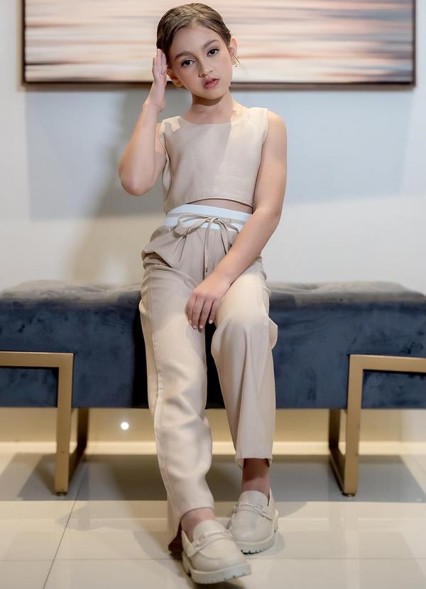 Sun Place - Cropped Sarja Infantil Feminina Bege 6