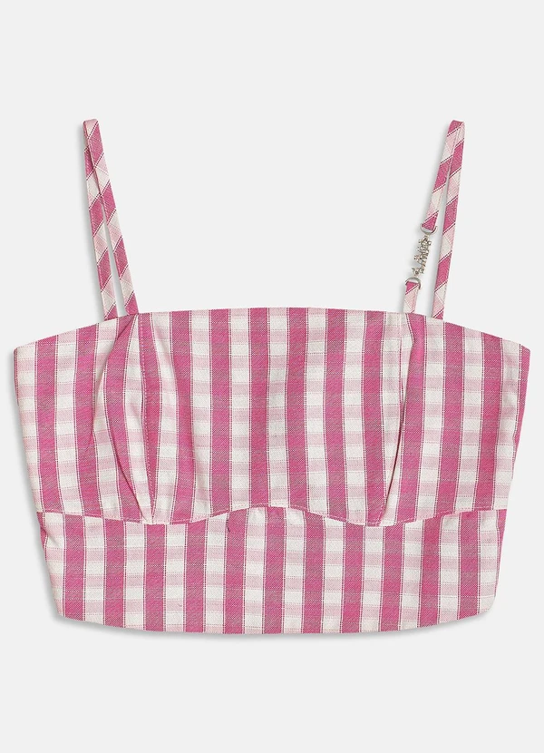 I Am - Cropped Xadrez Rosa 4