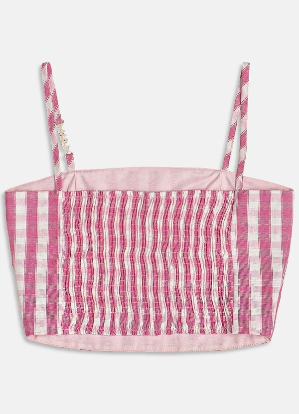 I Am - Cropped Xadrez Rosa 5