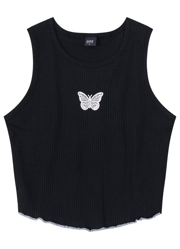 Young Class - Regata Cropped Infantil Menina Preto