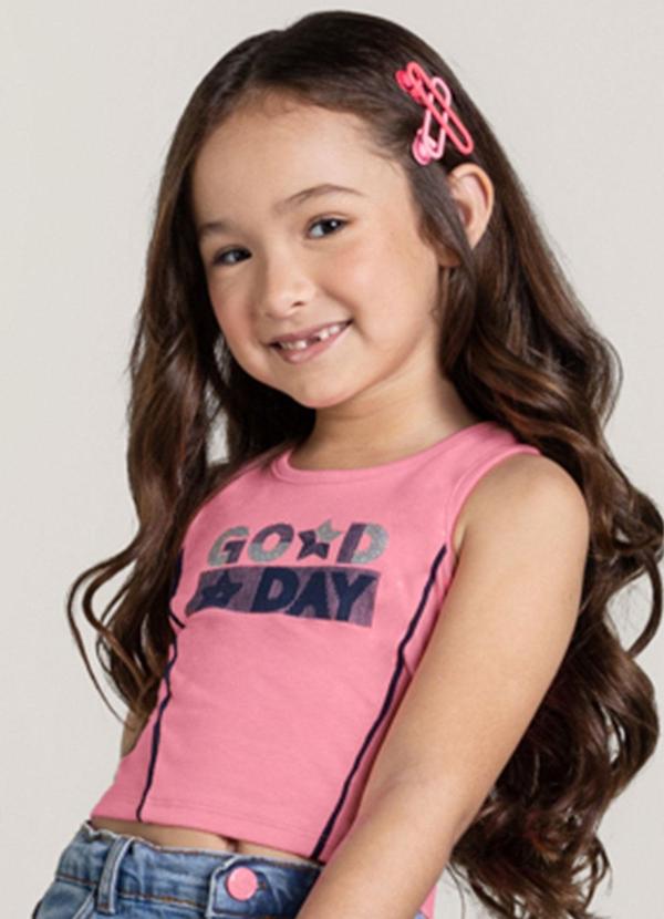 Brandili - Regata Cropped Infantil Menina Rosa