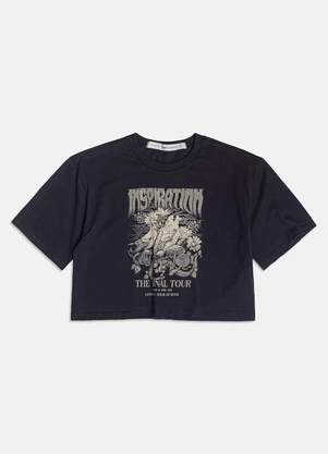 I Am - T-Shirt Cropped com Strass Preto - I AM