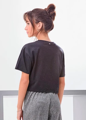 I Am - T-Shirt Cropped Heart Beats Preto - I AM
