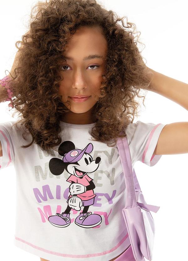 Disney - T-Shirt em Meia Malha com Estampa Branco