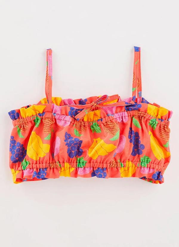 Fábula - Top 100% Algodão Fruteira Laranja