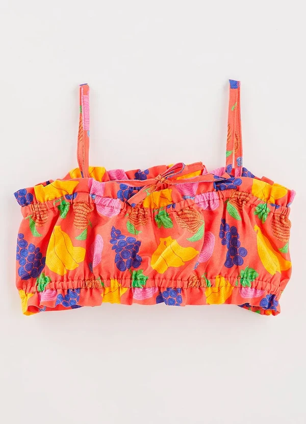 Fábula - Top 100% Algodão Fruteira Laranja