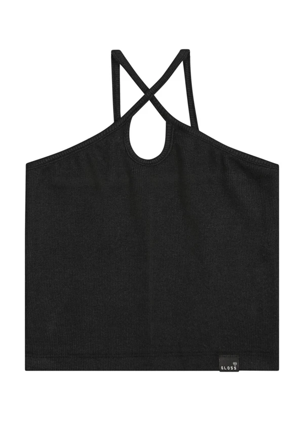 Gloss - Top Básico com Alças em Ribana Juvenil Preto