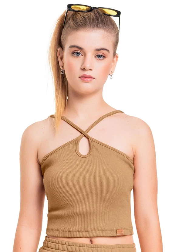 Gloss - Top Básico com Alças Juvenil Marrom