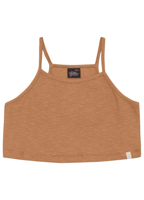 Gloss - Top Básico em Ribana para Menina Gloss Marrom