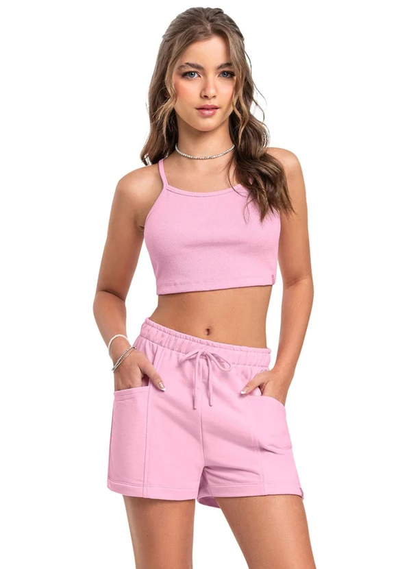 Gloss - Top Básico em Ribana para Menina Gloss Rosa