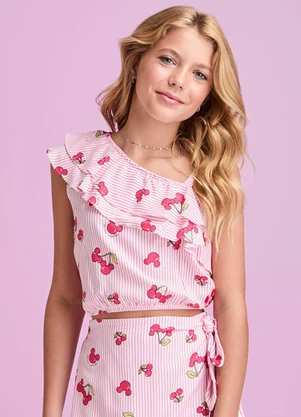 I Am - Top com Estampa do Mickey com Cereja Rosa - I AM