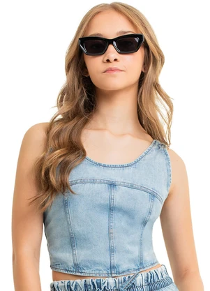 Gloss - Top Corset Jeans Juvenil Azul - GLOSS