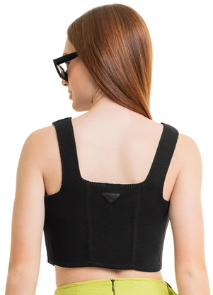 Gloss - Top Corset Juvenil em Tricô Preto - GLOSS