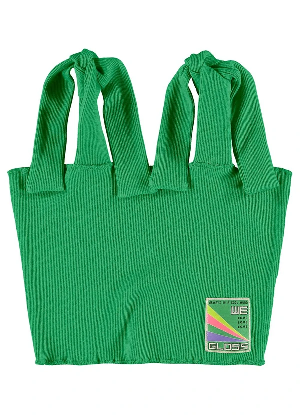 Gloss - Top Cropped Básico Juvenil em Ribana Verde 3