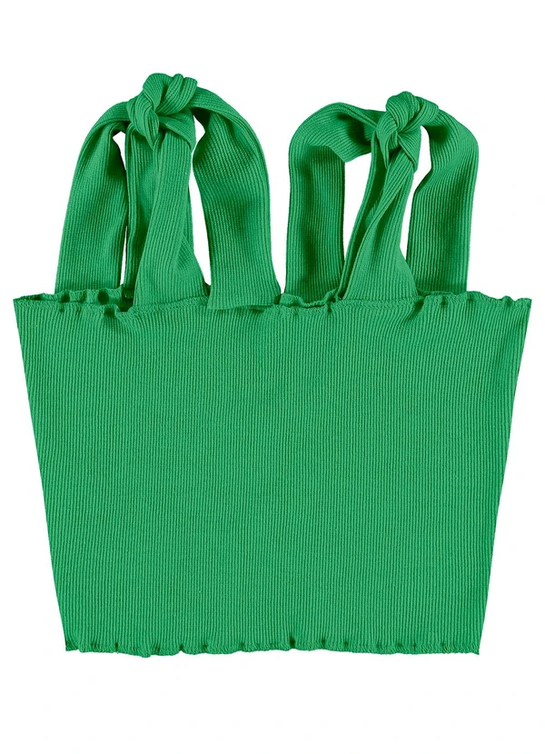 Gloss - Top Cropped Básico Juvenil em Ribana Verde 4