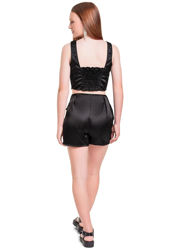 Gloss - Top Cropped em Alfaiataria Juvenil Preto 4