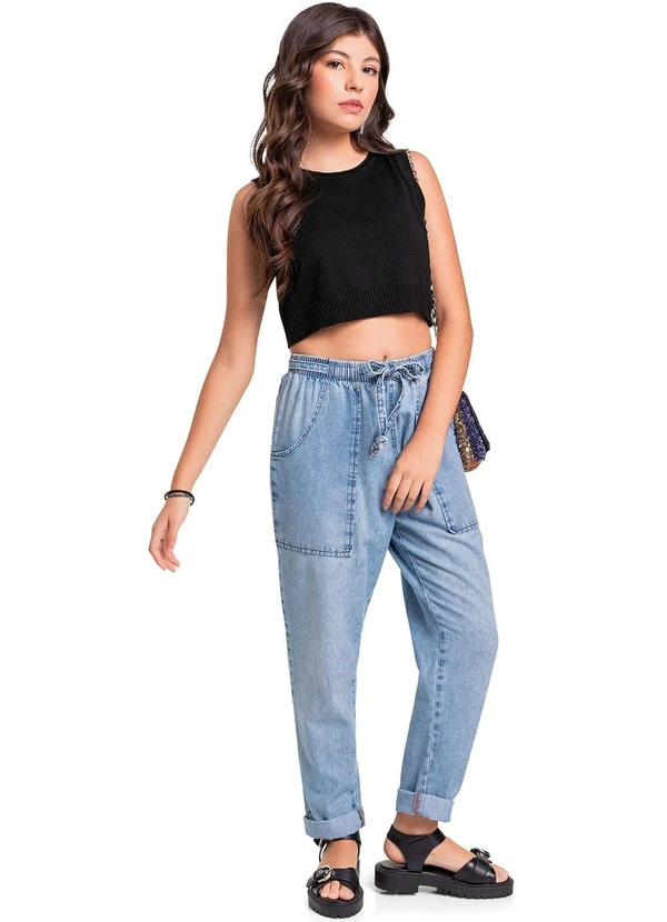 Gloss - Top Cropped em Tricô Juvenil Preto 2
