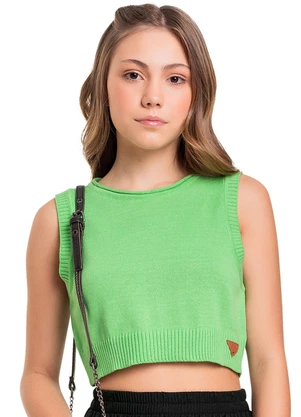 Gloss - Top Cropped em Tricô Juvenil Verde - GLOSS