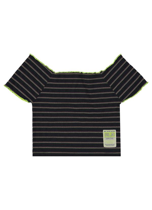 Gloss - Top Cropped Juvenil em Malha Lastex Preto 3