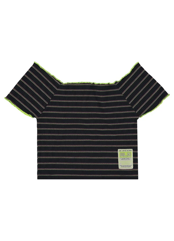 Gloss - Top Cropped Juvenil em Malha Lastex Preto 3