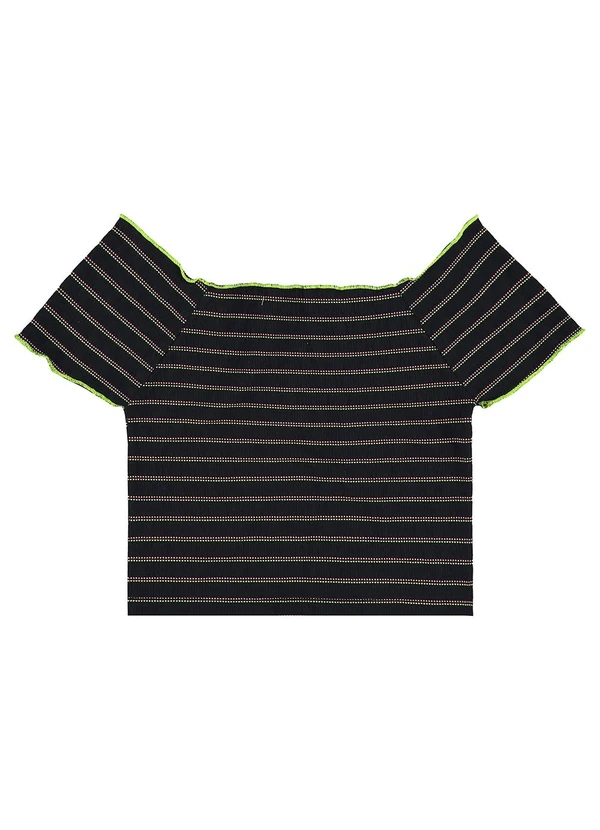 Gloss - Top Cropped Juvenil em Malha Lastex Preto 4