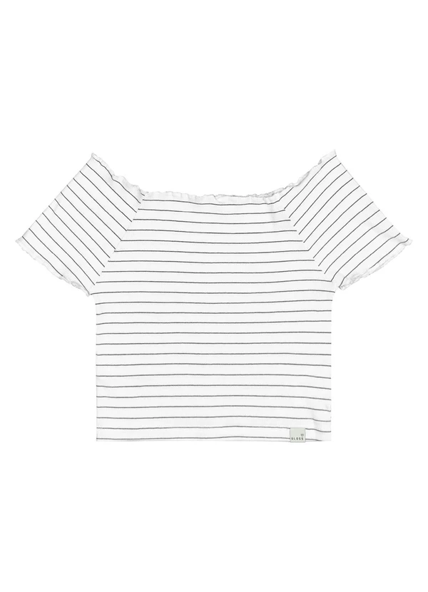 Gloss - Top Cropped Listrado em Ribana Juvenil Bege 3