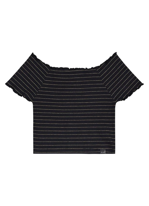 Gloss - Top Cropped Listrado em Ribana Juvenil Preto 3