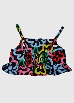 Fábula - Top Cropped Menina Blu Preto - FÁBULA