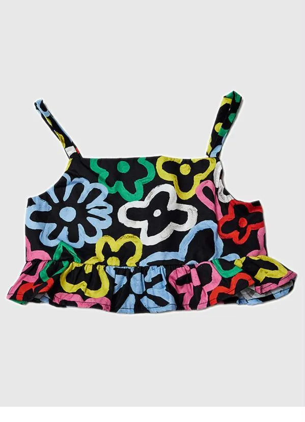 Fábula - Top Cropped Menina Blu Preto