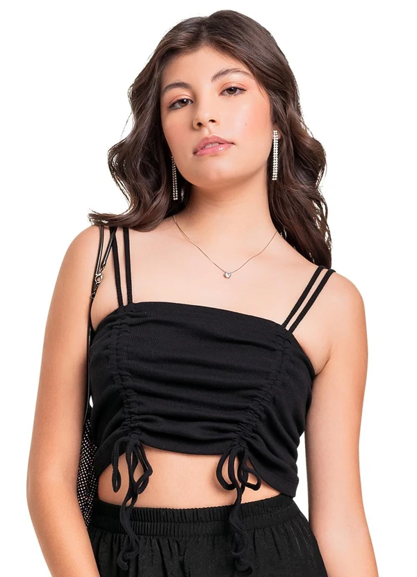 Gloss - Top de Alcinha em Ribana Juvenil Preto