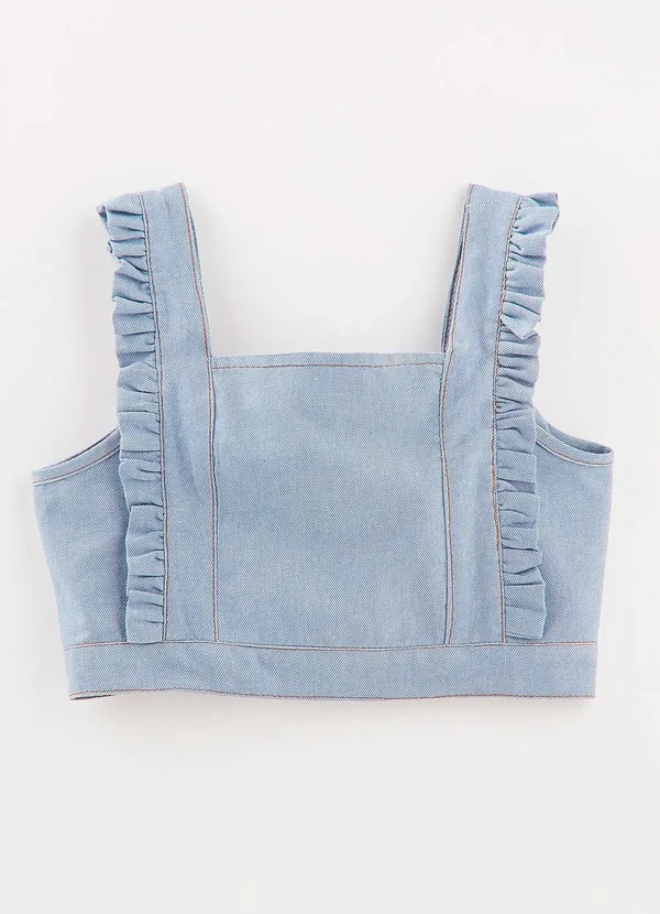 Fábula - Top de Sarja com Babadinhos Azul