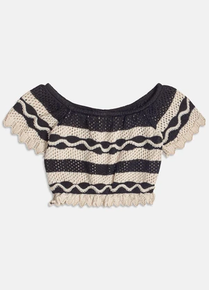 I Am - Top de Tricot Listrado Branco - I AM