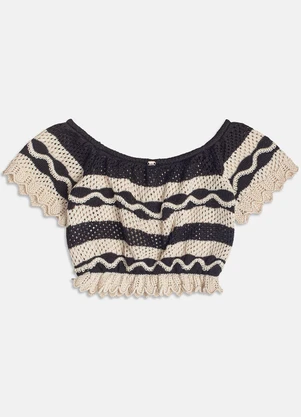 I Am - Top de Tricot Listrado Branco - I AM