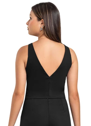Top em Tecido Bengaline para Menina Gloss Preto - GLOSS