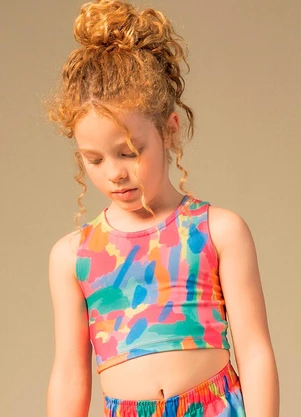 Bugbee - Top Infantil em Suplex Estampado Multicolorido - BUGBEE