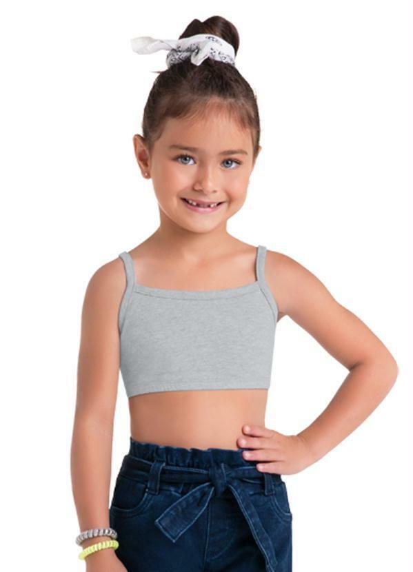 Brandili - Top Infantil Menina em Cotton Cinza