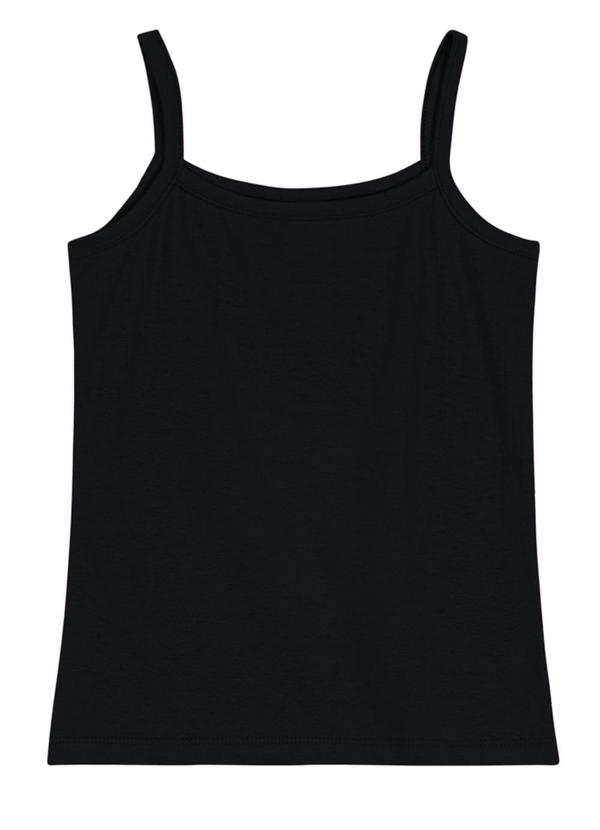 Brandili - Blusa Básica Menina em Cotton Preto