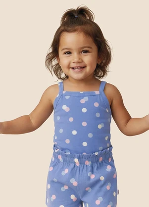 Malwee Kids - Blusa Básica Poá Azul Pastel - MALWEE KIDS