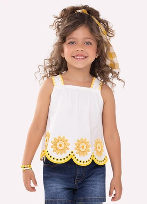 Nanai - Blusa Cropped Infantil Corte a Laser Branco - NANAI