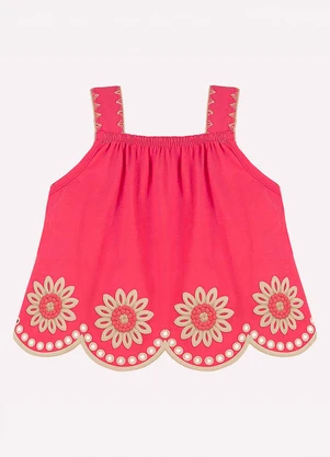 Nanai - Blusa Cropped Infantil Corte a Laser Vermelho - NANAI