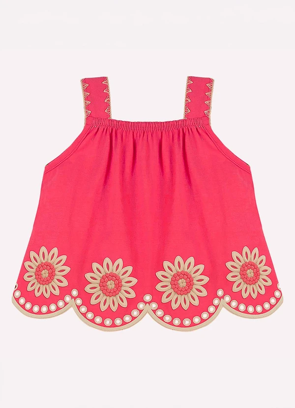 Nanai - Blusa Cropped Infantil Corte a Laser Vermelho