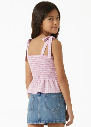 Fakini - Blusa Menina de Alças Xadrez Roxo - FAKINI