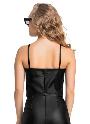 Gloss - Top com Alças em Bengaline Juvenil Preto - GLOSS