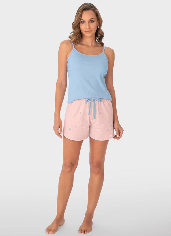 Malwee - Pijama Azul Pastel Canelado Estrelas