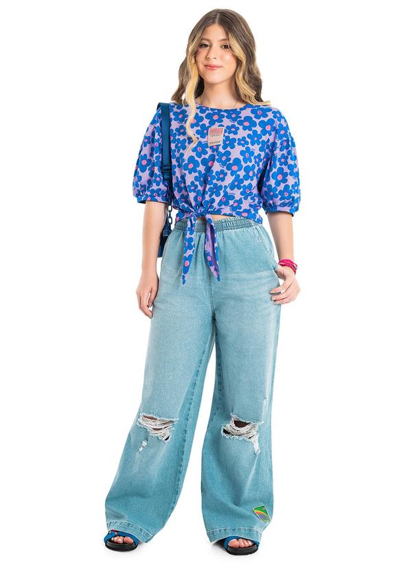 Gloss - Blusa Infantil Flores de Primavera Roxo