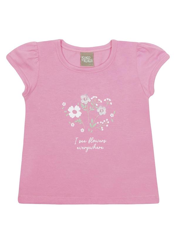 Kiko e Kika - Blusa Manga Curta Estampada Rosa