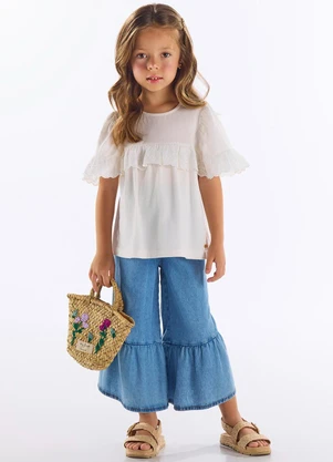 Up Baby - Bata Infantil Algodão com Renda Bege - UP BABY