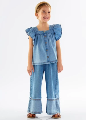 Up Baby - Bata Infantil em Jeans com Elastano Azul - UP BABY